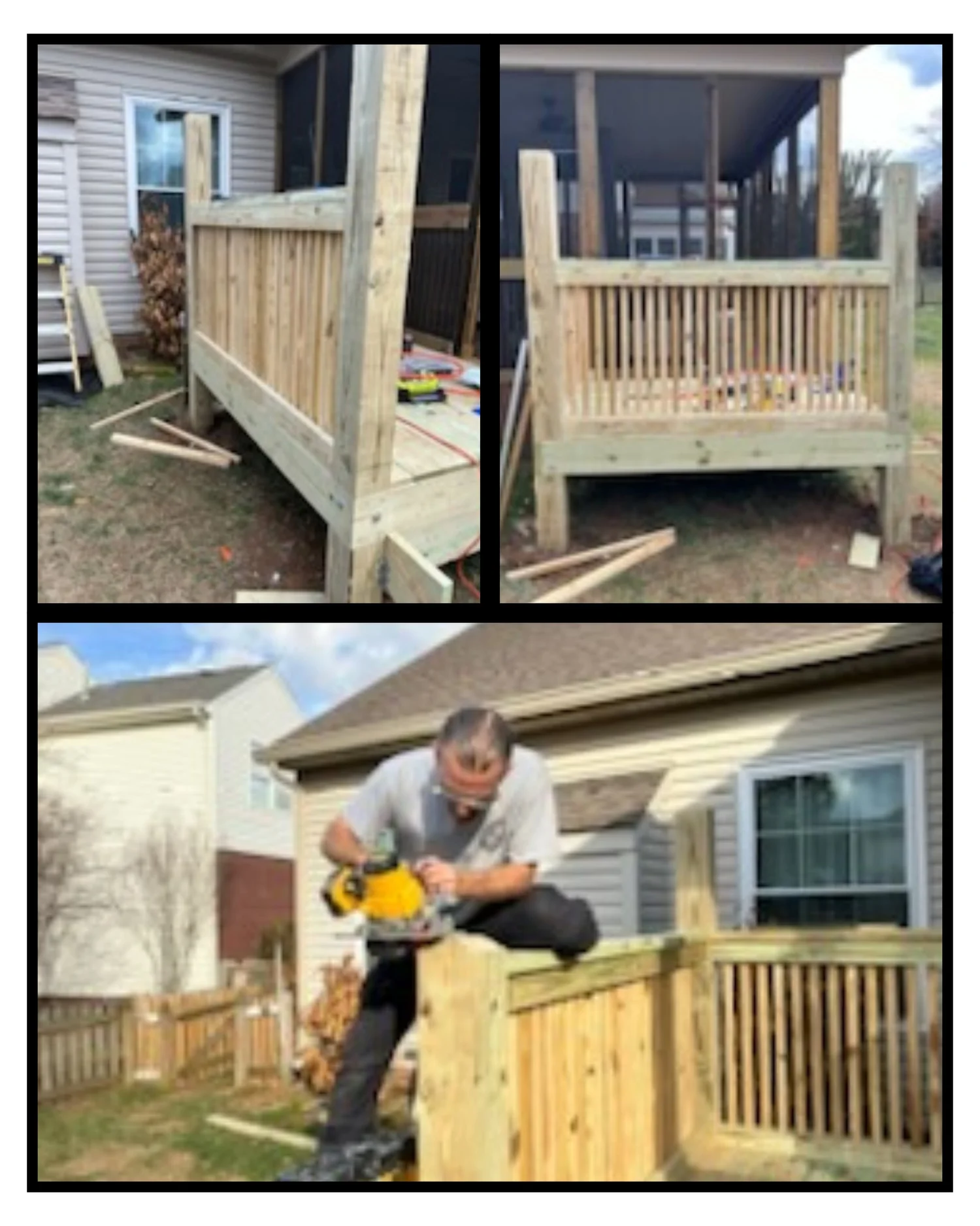 Deck repair before and after photo