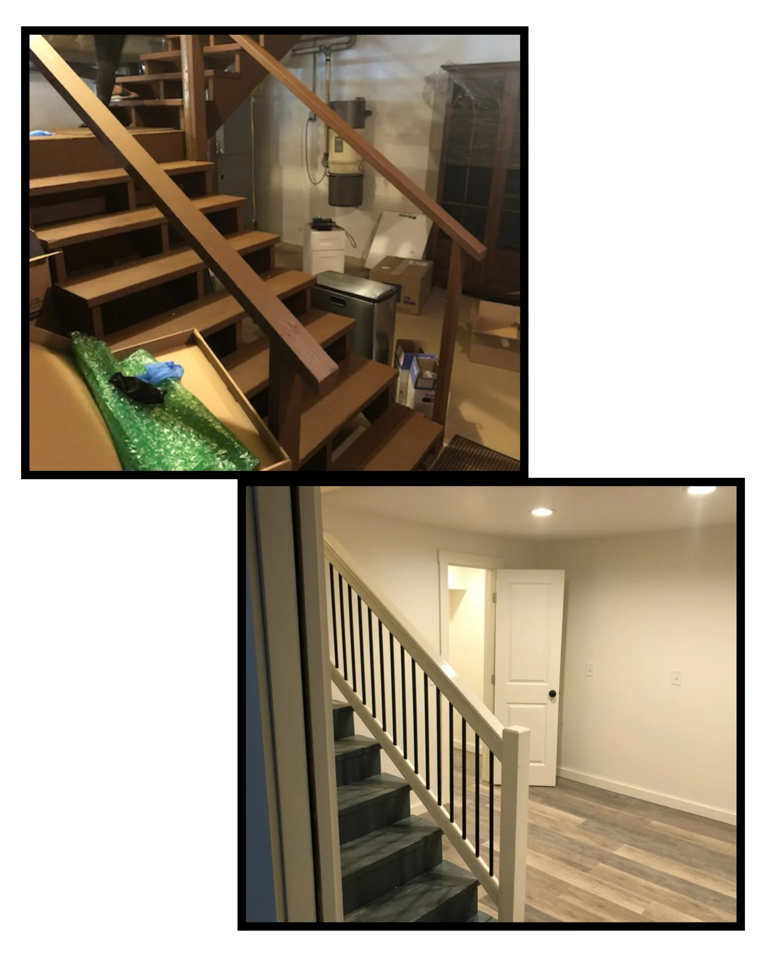 Custom garage entryway before and after photo